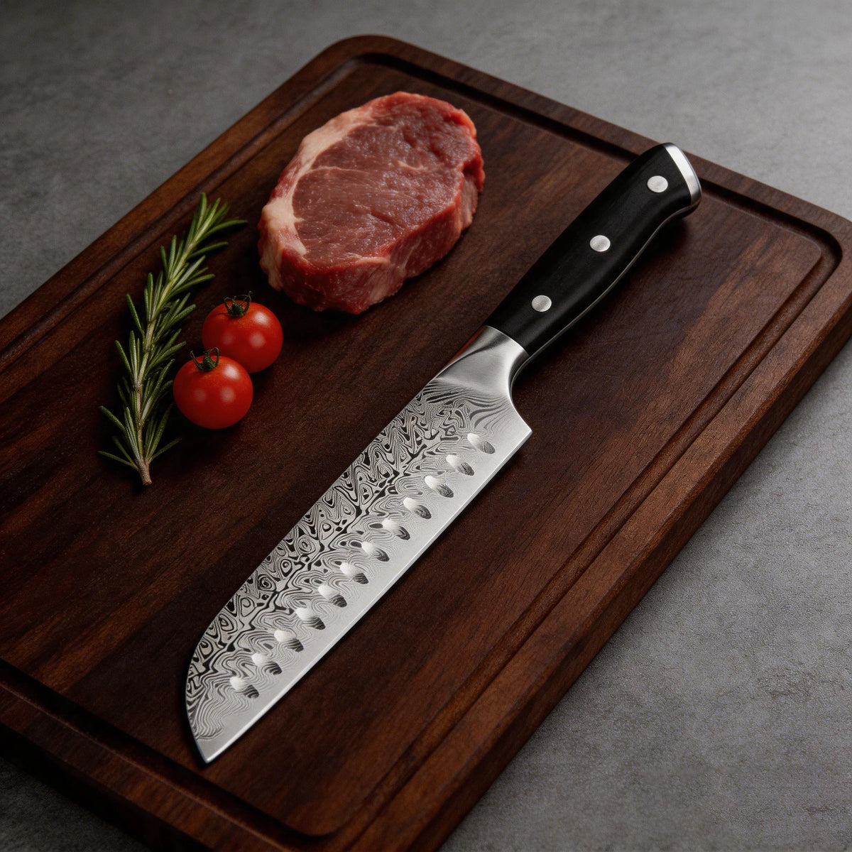 2026 new model high-end kitchen knife, Damascus steel textured Japanese knife, Sanzai knife, professional kitchen cutting tool
