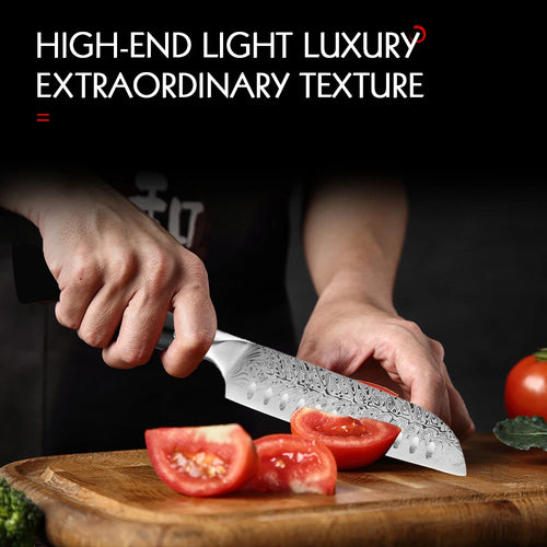 2026 new model high-end kitchen knife, Damascus steel textured Japanese knife, Sanzai knife, professional kitchen cutting tool