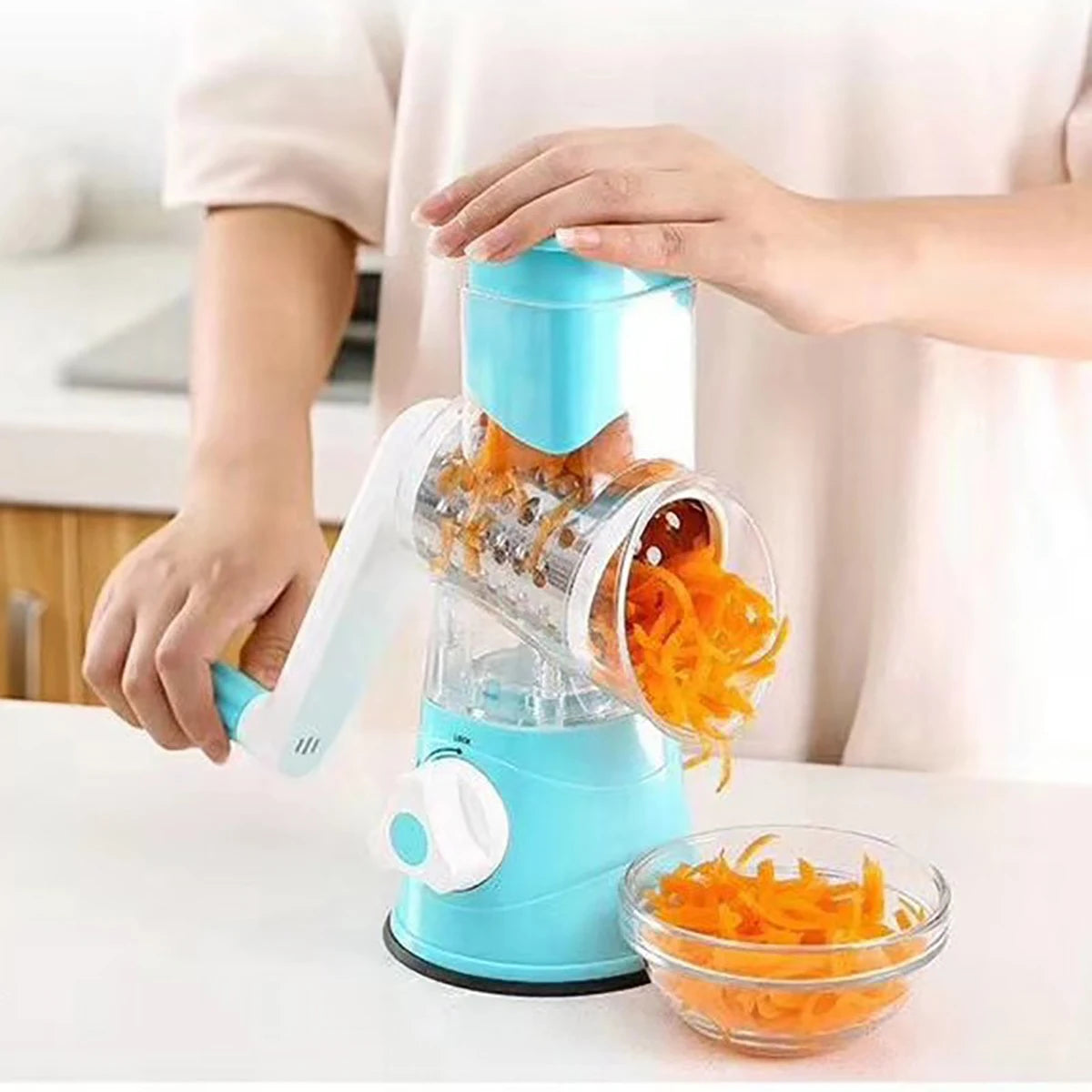 Vegetable Slicer Shredder, 3 Drum Manual Grater for Cheese Peanut Cookie, Multifunctional Kitchen Cutter Chopper Tool