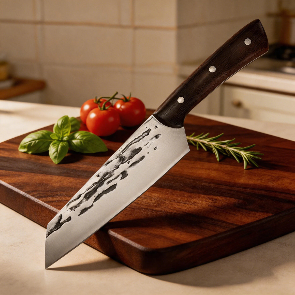 2026 New Model Japanese Stainless Steel Hammered Kitchen Knife, Sharp Fruit Knife, Kitchen Wood Handle Multi-functional Knife