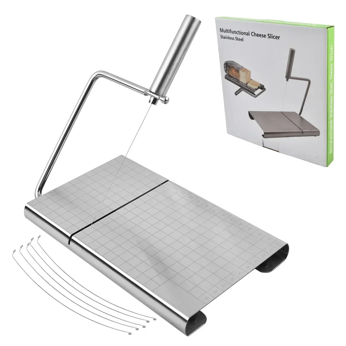 Cheese and Butter Slicers with Wire Cheese Adjustable Cheese Cutter Board  5pcs Replacement Stainless Steel Cutting Wire